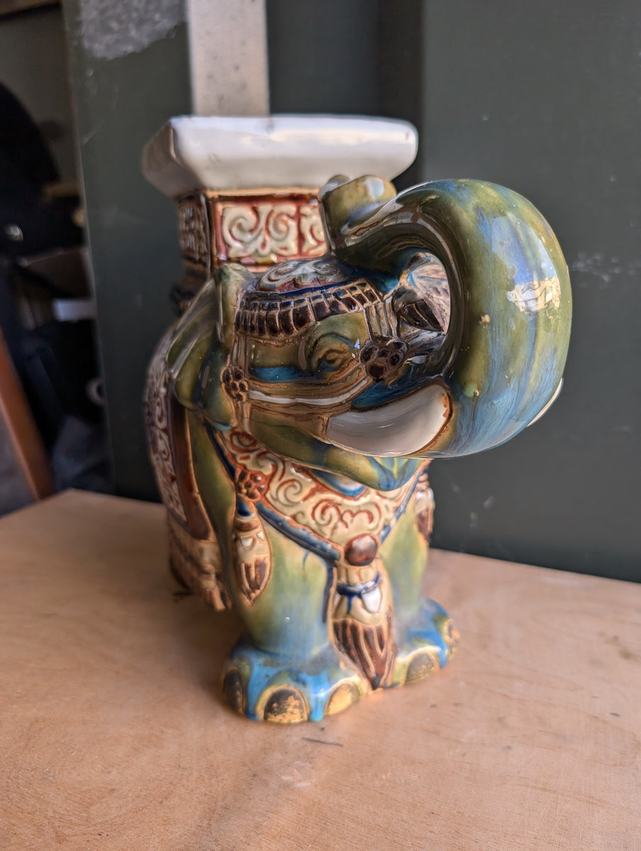 1980s Glazed Ceramic Elephant Plant Stand  Gigi's Collectables