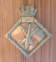 HMS Triad solid brass ship badge