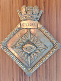 HMS Cyclops solid brass ship badge