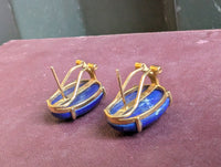 1980s 18ct earrings with Lapis Lazuli Gemstones