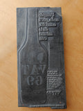 VAT 69 whisky advertising wooden printing block