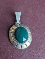 1970s Silver pendant with Malachite Stone