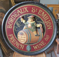 1980s Bordeaux St Emilion French Wine wooden sign