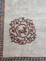 Big 1950s Indian Handwoven Wool on Wool Carpet