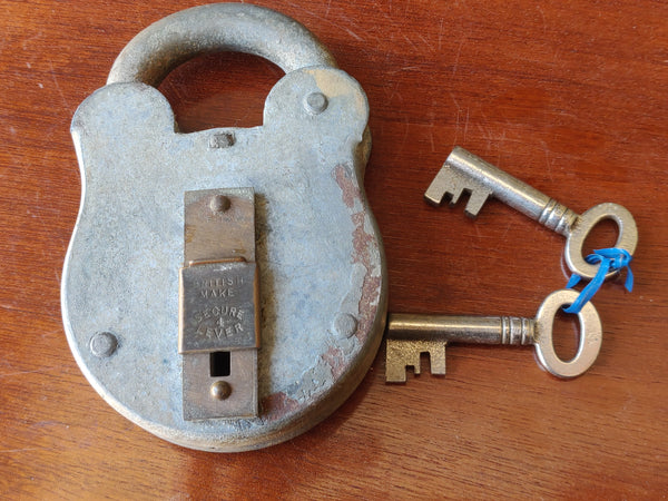 Big 1950s British produced Padlock complete with Keys