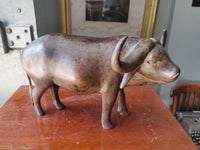 1960s African Water Buffalo Bull Wooden Statue