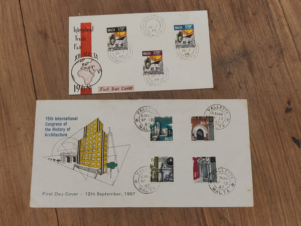 Two Maltese First Day Covers designed by Emvin Cremona