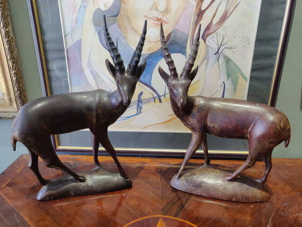 Pair 1960s African Addex Wooden Statues