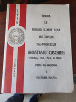 1976 - Tifkira ta' Eghluq il-Mitt Sena Mit-twelid tal-Professur Anastasju Cuschieri