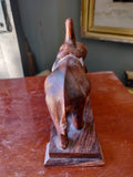 1980s Hand Carved Statue of Two Elephants