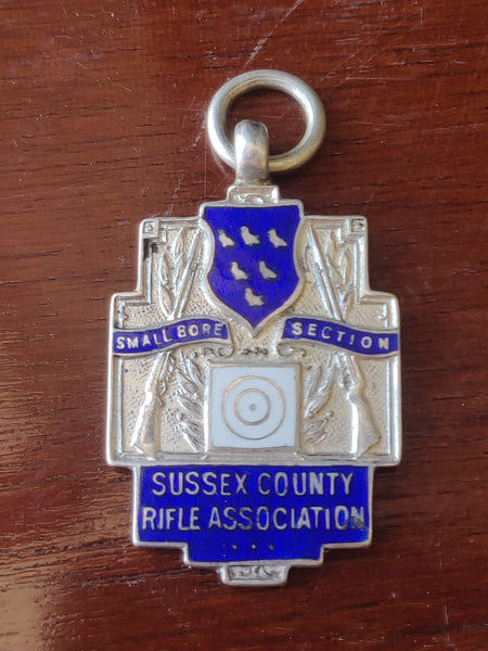 English Silver 1936 Medal - Sussex County Rifle Association - County League Winners Div. 1 -1936