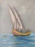 Mid 20th Century Maltese Painting Depiciting an old Maltese Luzzu