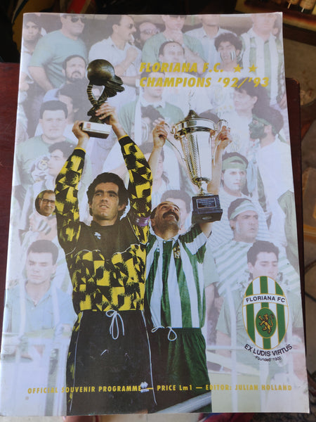 Floriana F.C. Champions '92/'93 - Official Souvenir Programme