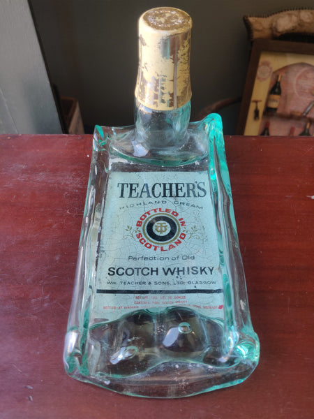 1970s Teacher's Scotch Whisky Advertising Glass Bottle Ahtray