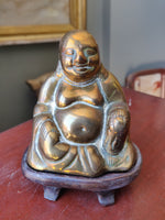 1970s Brass Buddha on Wooden Plinth