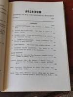 1981 - Archivum – The Journal Of Maltese Historical Research - Number 1