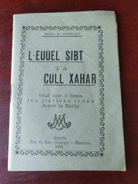 1914 - L-Euuel Sibt ta Cull Xahar