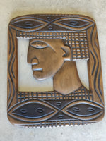A Cool Pair of 1980s Wooden Hand Carved Wall Plaques