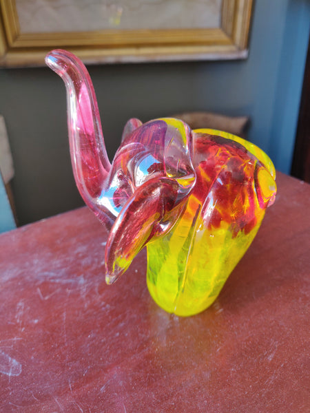 1990s Mtarfa Glass Elephant Paperweight